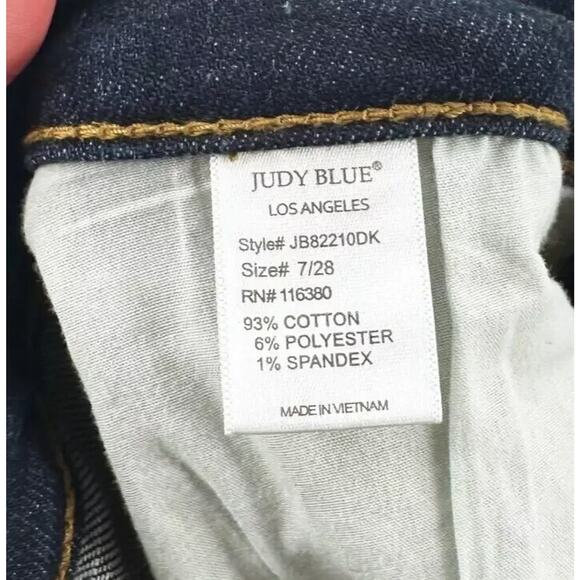 Judy Blue Skinny Fit Jeans Size 7/28 Stretch Distressed Comfort Dark Wash Grunge - Picture 9 of 10